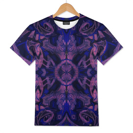 Curves & lotuses, abstract floral pattern, violet & black