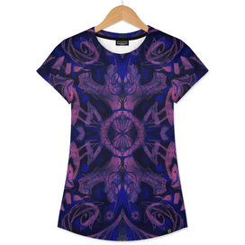 Curves & lotuses, abstract floral pattern, violet & black