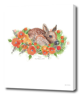 Fawn Print with flowers