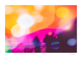 summer sunset sky with colorful bokeh light abstract