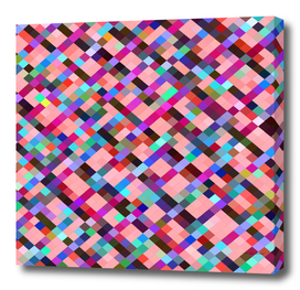 geometric square pixel pattern abstract in pink blue red