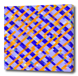 geometric square pixel pattern abstract in blue orange
