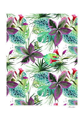 Watercolor botanical garden pattern