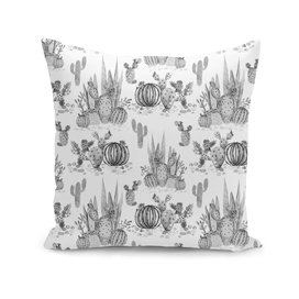 White watercolor cactuses pattern