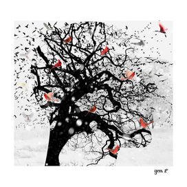 Red Birds in Snow by GEN Z