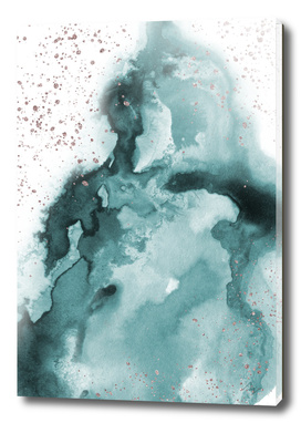 Watercolor meets Glitter - Turquoise Rose Gold - No 2