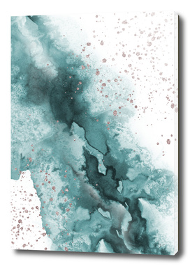 Watercolor meets Glitter - Turquoise Rose Gold - No 4