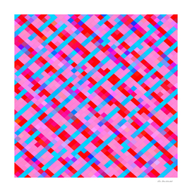 geometric square pixel pattern abstract in pink blue