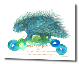 Blue Porcupine Print