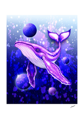 Cyber Whale on Ultra Violet Deep Space Ocean