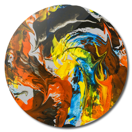 Abstract Red Yellow Blue Marble Painting