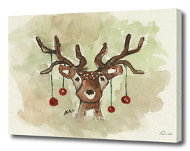 Christmas Deer Watercolor Painting