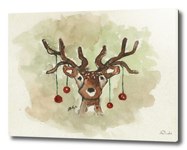 Christmas Deer Watercolor Painting