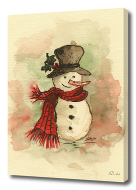 Snowman Watercolor Painting