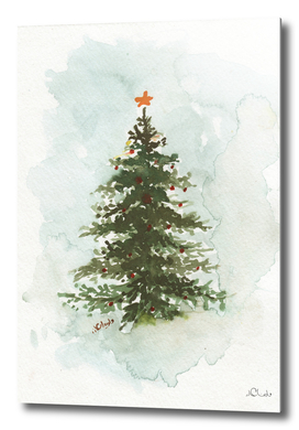 Christmas Tree Watercolor Painting