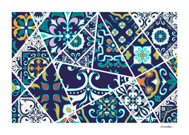 Mosaic patchwork pattern with eastern ornament