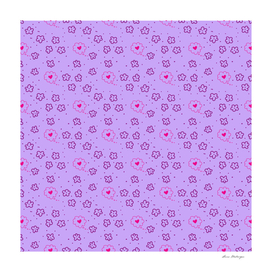 Seamless patterns with flowers and hearts