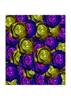 blooming rose texture pattern abstract in purple and yellow