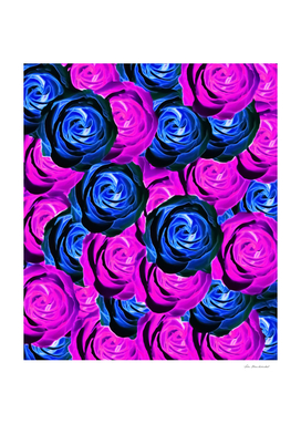 blooming rose texture pattern abstract in pink and blue
