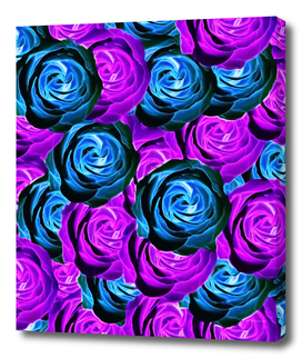 blooming rose pattern abstract in purple and blue