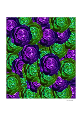 blooming rose texture pattern abstract in purple green