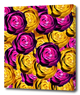 blooming rose pattern abstract in pink and yellow