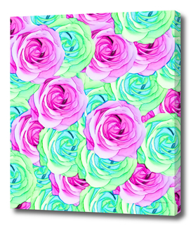 blooming rose pattern abstract in pink and green