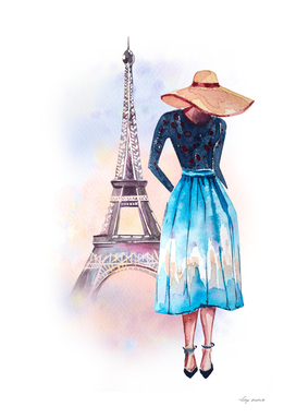 girl Paris watercolor
