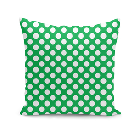White Polka Dots with Green Background