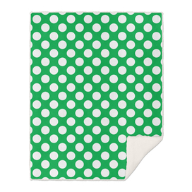 White Polka Dots with Green Background