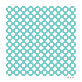 White Polka Dots with Aqua Background