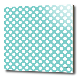 White Polka Dots with Aqua Background