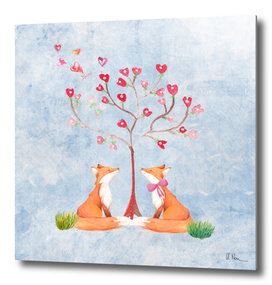 Foxes under the tree of love
