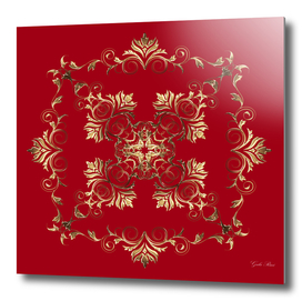 golden baroque on red background