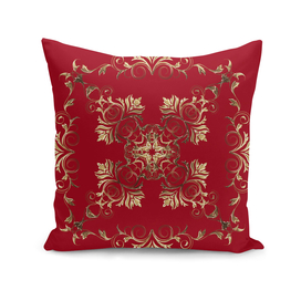golden baroque on red background