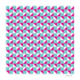 Aqua Pink and White Geometric Pattern