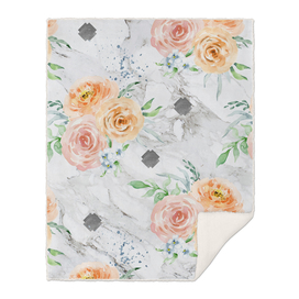 Beautiful pale flowers patter on marble