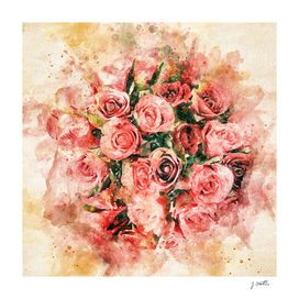 Vintage watercolor roses