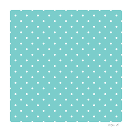 Small White Polka Dots with Aqua Background