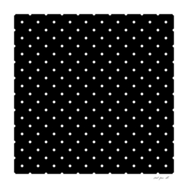 Small White Polka Dots with Black Background