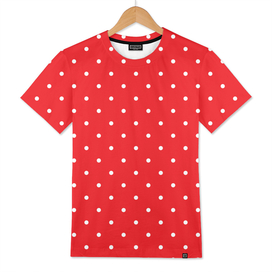 Small White Polka Dots with Red Background