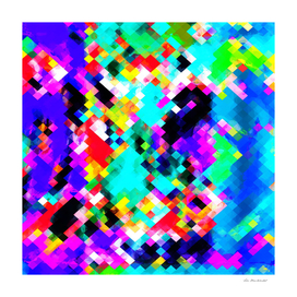 geometric square pixel pattern abstract in blue green pink