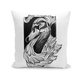 “Black Swan” inked black line graphic illustration