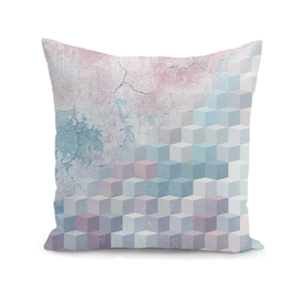 Distressed Cube Pattern - Pink and Blue