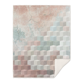 Distressed Cube Pattern - Nude, Turquoise and Seashell