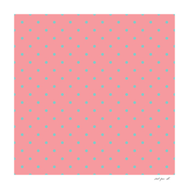 Aqua Dots with Coral Pink Background