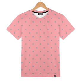 Grey Dots with Coral Pink Background