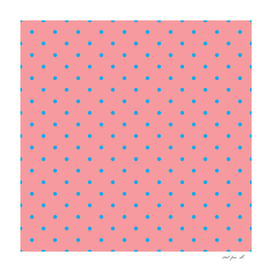 Blue Dots with Coral Pink Background