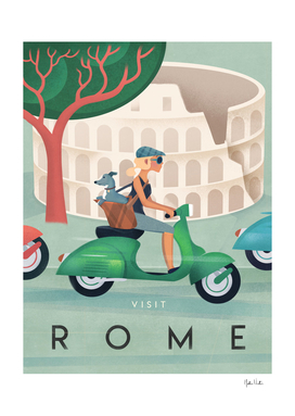 Visit Rome Vintage Art