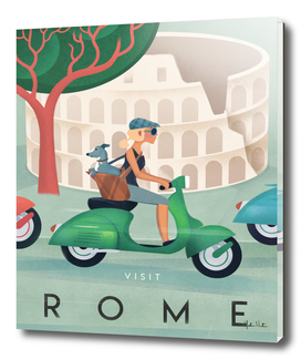 Visit Rome Vintage Art